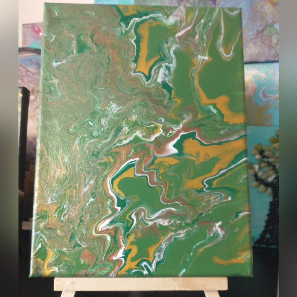 'EARTH VIBRATIONS' Original Acrylic Painting 2023, DESIGNS BY SANDY 9"x12" - Picture 1 of 15